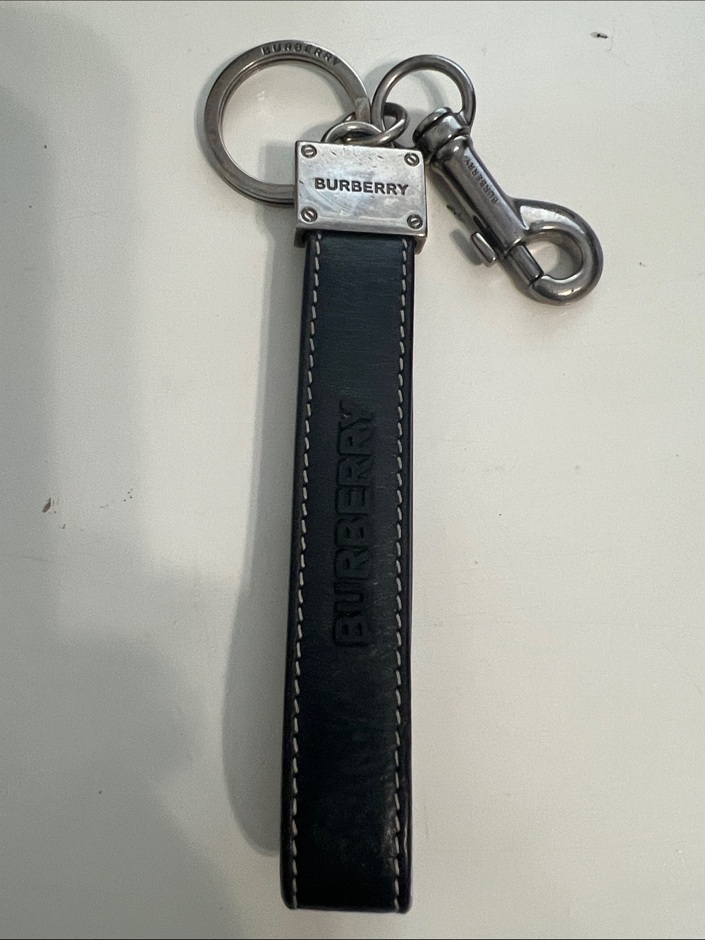 Burberry Black and Brown Leather Key Fob Strap - Designer Style - Picture 8 of 9